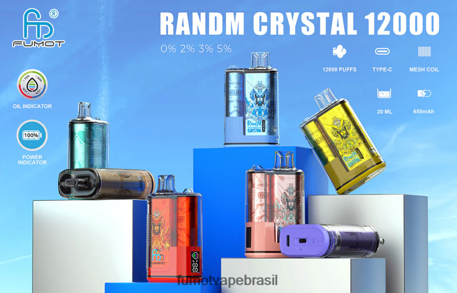 Fumot Vape Sale | melancia manga pêssego R2X2R6287 Caixa vape descartável de 20ml 12000 (1 peça) Fumot Crystal