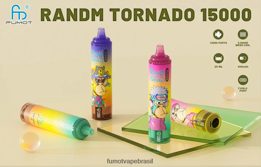 Fumot Disposable Vape | gelo de uva R2X2R6170 15.000 vape descartável 25ml (1 peça) Fumot Tornado