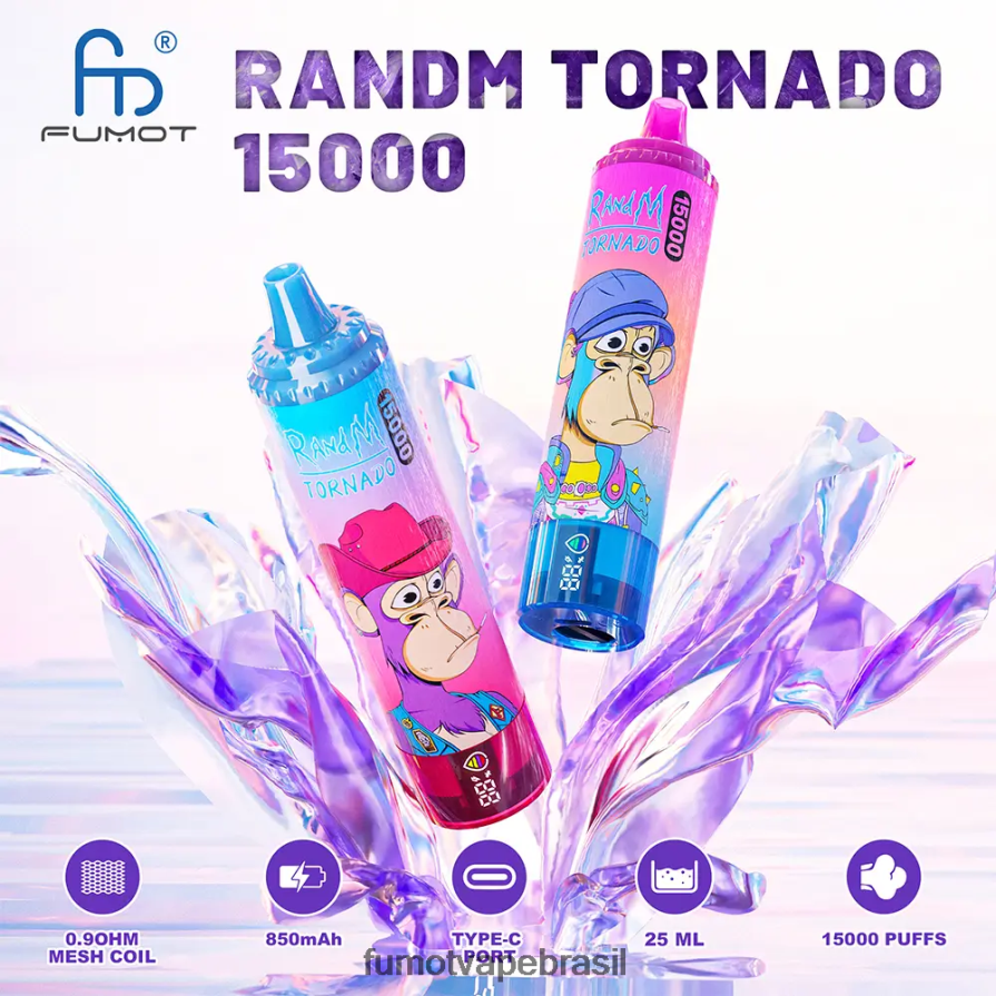 Fumot Disposable Vape | gelo energético vermelho R2X2R6180 15.000 vapores descartáveis ​​- 25ml (1 peça) Fumot Tornado